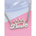 Personalized Name Necklace with Crown - Silver or Gold, 18 Inch Chain