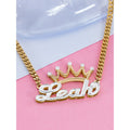 Personalized Name Necklace with Crown - Gold or Silver, 18 Inch Chain