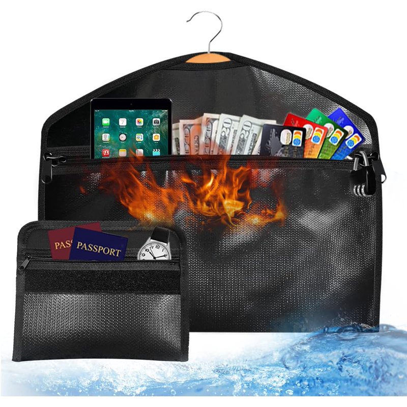 Fireproof Waterproof Hidden Safe Hanger Bag with Lock for Travel & Home