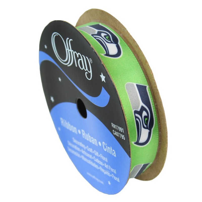Seahawks Printed Ribbon 5/8-inch Wide, 9 Foot Spool - Sports Fan Craft Supplies