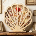 Seashell Wooden Storage Box with Clear Display Window - Beach Decor Organizer
