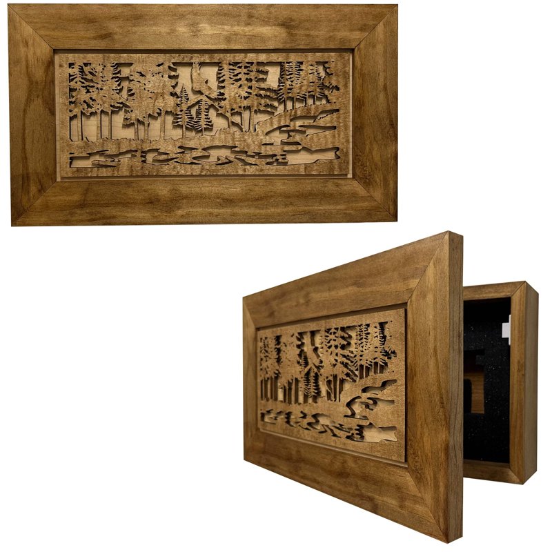 Decorative Gun Cabinet with Nature Scene - Wall-Mounted Locking Storage