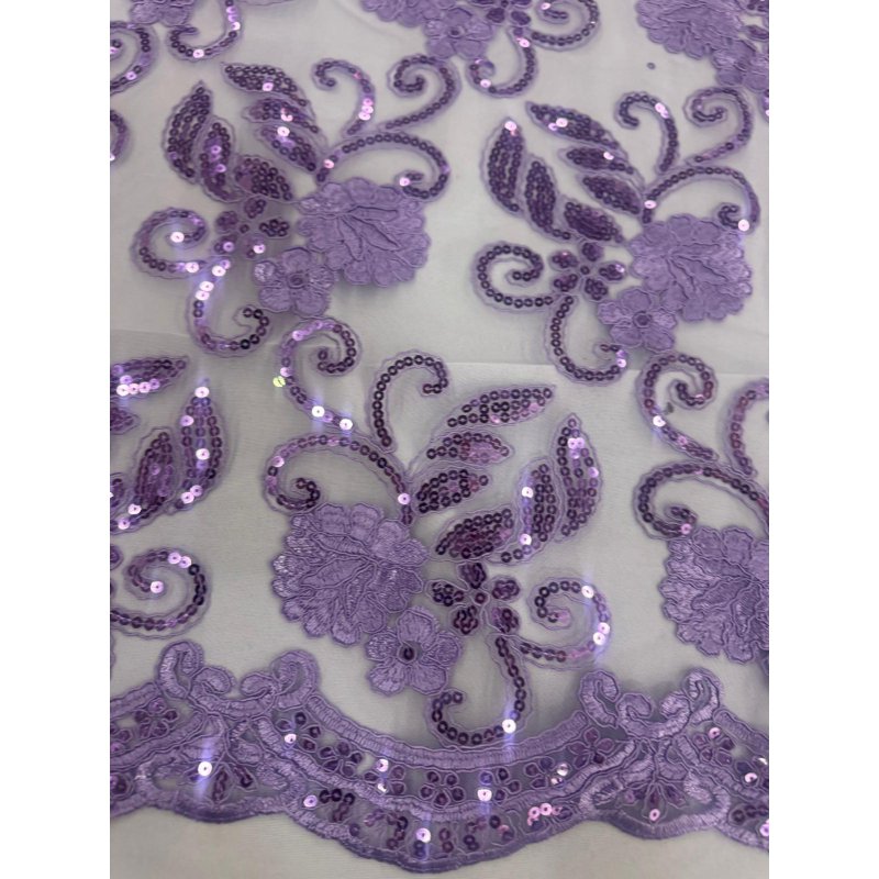 Elegant Floral Lace Fabric with Sequins for Bridal and Evening Wear - 48/50 Inch Wide