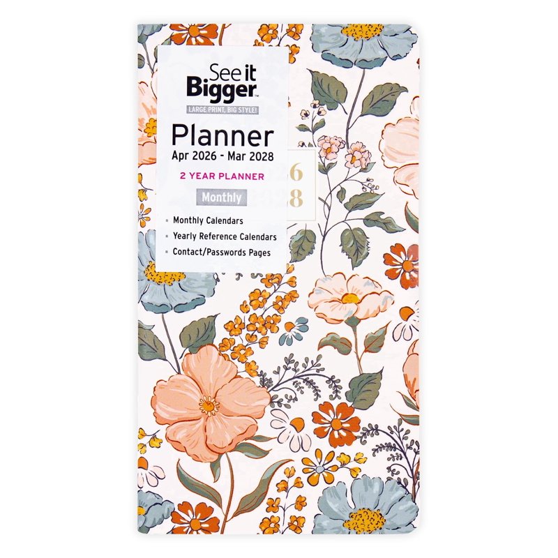 See It Bigger Pocket Planner - Floral 2-Year Monthly Calendar, Apr 2026-Mar 2028