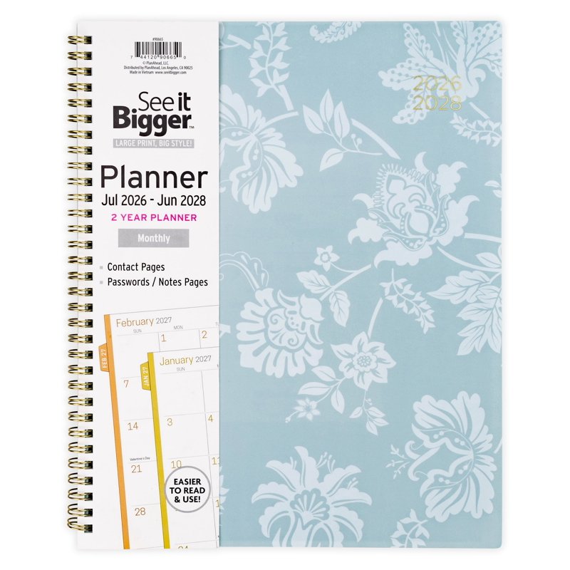 Large 2-Year Monthly Planner July 2026 - June 2028 Floral Design
