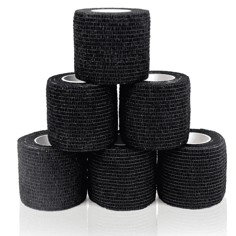 Self Adhesive Cohesive Bandage Wrap 2 Inch x 5 Yards - Black, 6 Pack