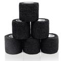 Self Adhesive Cohesive Bandage Wrap 2 Inch x 5 Yards - Black, 6 Pack