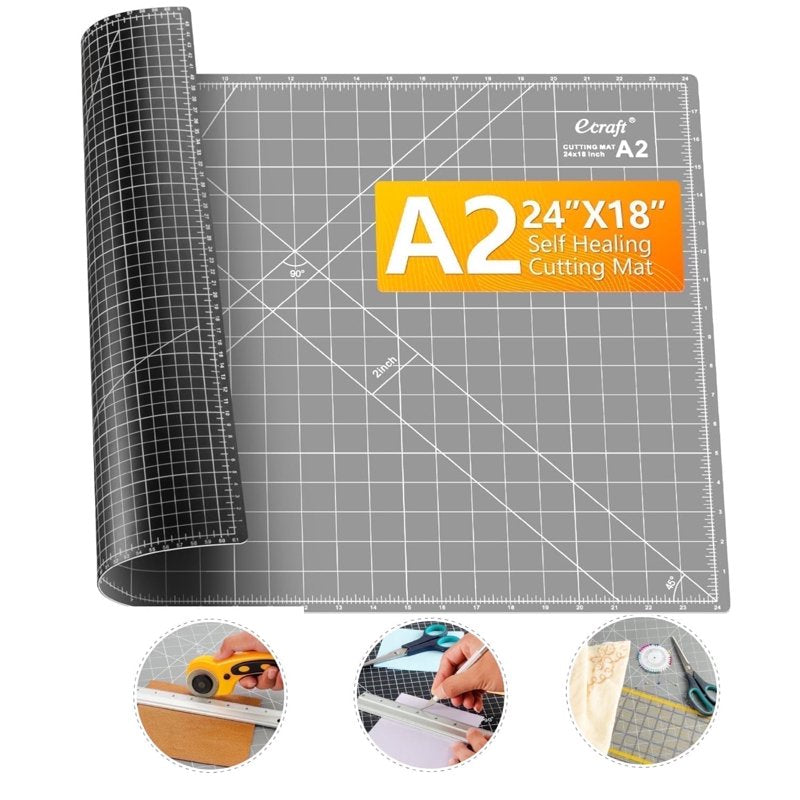 Self-Healing Cutting Mat 18x24 Inches for Sewing Quilting Crafts Double Sided Gray/Black