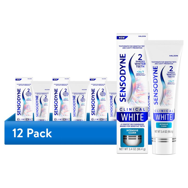 Sensodyne Whitening Toothpaste for Sensitive Teeth - 12 Pack, Clinically Proven