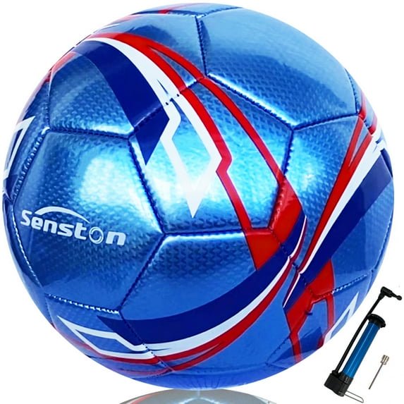 Senston Size 5 Soccer Ball with Pump - Official Match Ball for Training & Games (Blue, Variation: Size 5)