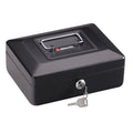 Portable Steel Cash Box with Key Lock - Black, 3.3 x 7.9 x 6.1 inches
