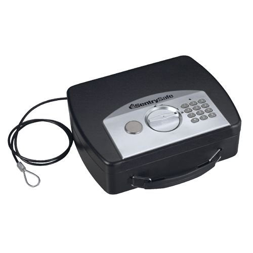 Portable Security Safe with Digital Lock Tether Cable & Handle - Black 10x7.9x2.9 in