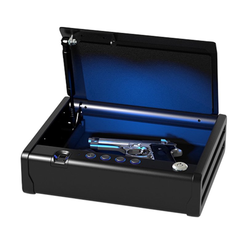 Biometric Pistol Safe with Digital Keypad Interior Light - 3.2 x 12.1 x 9.9 in Black