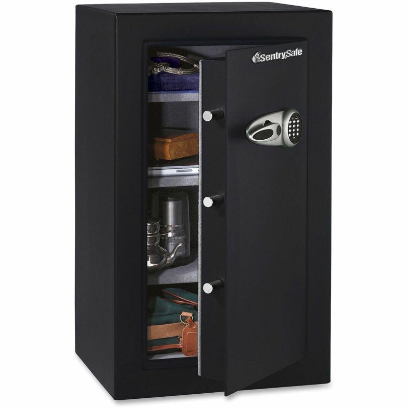 Security Safe with Electronic Lock - 6.1 Cu Ft Solid Steel Black Safe