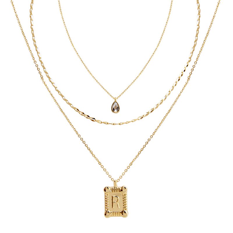 Personalized Gold Letter Necklace Set for Women - 3-Piece Initial Jewelry