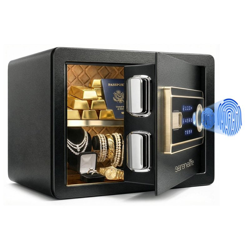 Electronic Safe Box with Fingerprint & Keypad Lock, Steel Security Safe for Home & Office