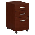 Mahogany 3-Drawer Mobile File Cabinet with Lock & Casters