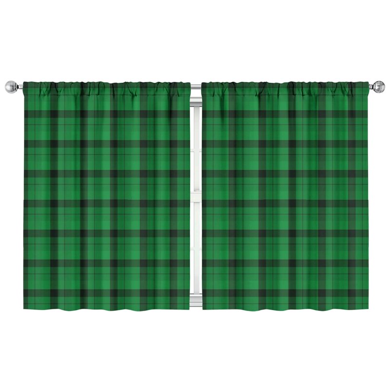 Set of 2 Rustic Plaid Kitchen Tier Curtains 42x54 Inch Rod Pocket Semi-Sheer
