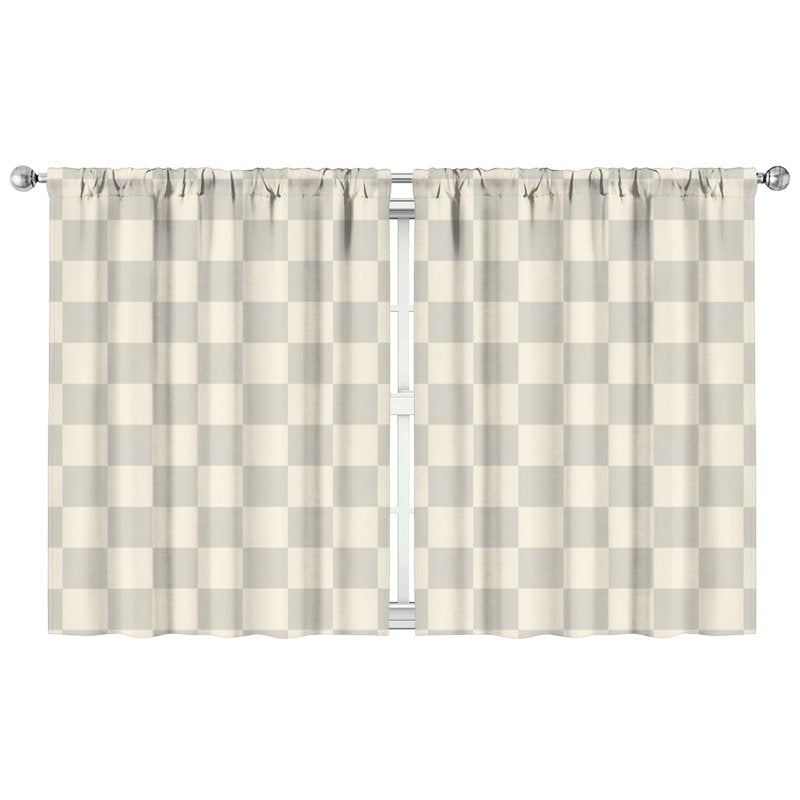 Set of 2 Rustic Plaid Kitchen Tier Curtains 42x54 Inch Rod Pocket Semi-Sheer