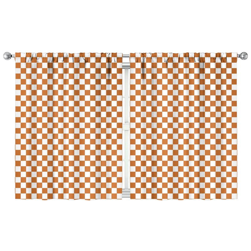 Rustic Plaid Kitchen Tier Curtains Set of 2 42x54 Inch Farmhouse Style Semi-Sheer