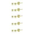 Set of 5 Small 2mm Ball Bead Silver Stud Earrings - Dainty Jewelry