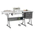 Large Sewing Machine Table with Storage, Adjustable Shelf & Foldable Side Shelf