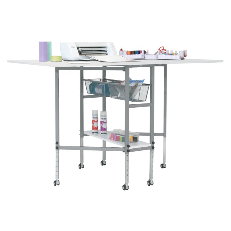 Adjustable Sewing & Craft Table with Storage & Folding Top - 58.75 inch