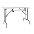 Foldaway Multipurpose Sewing Table with Adjustable Platform - Silver/White