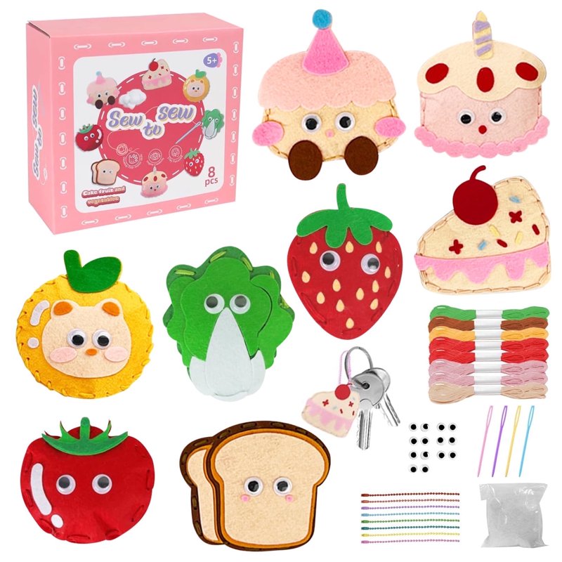 Kids Sewing Kit with 8 DIY Projects for Beginners Ages 5-12 - Creative Arts & Crafts Set