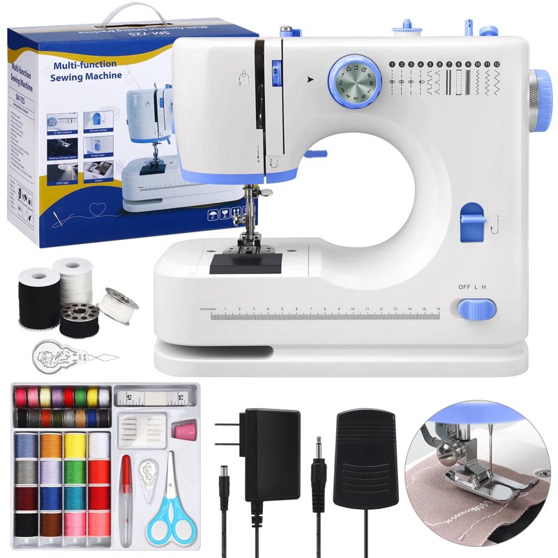 Portable Sewing Machine for Beginners with 12 Stitches, Adjustable Speed, Foot Pedal, Compact & Lightweight