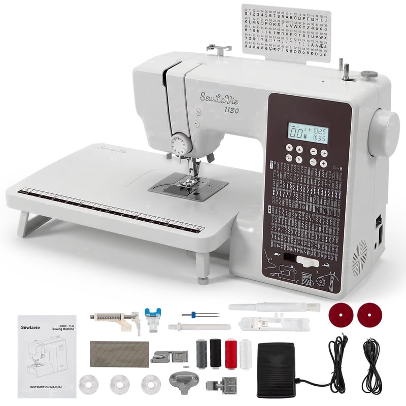 Computerized Sewing Machine with 300 Stitches & Wide Extension Table