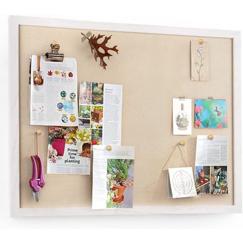 Large Bulletin Board 23x18 Inch Wall Display with Linen & Wooden Frame