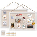 Wood Bulletin Boards 2-Pack Linen Wall Pin Boards for Home Office Kitchen Decor