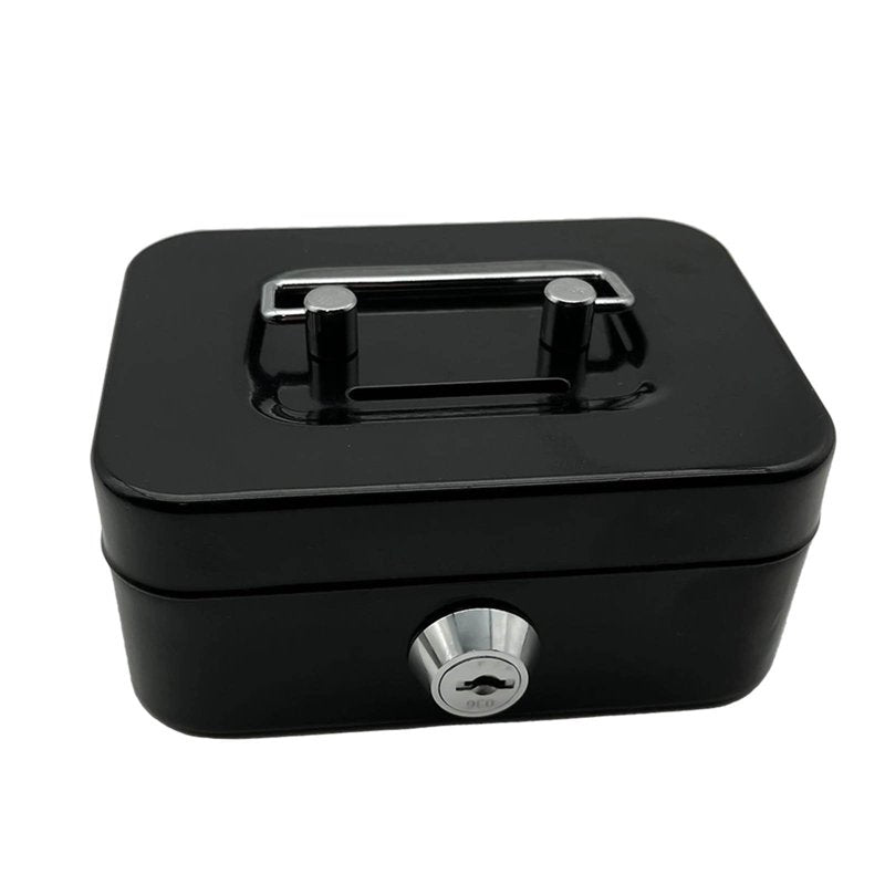 Small Metal Cash Box with Lock for Coins & Kids Toys, Secure Organizer