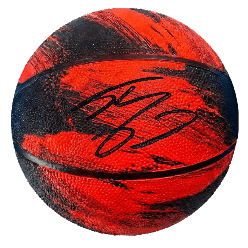 29.5-Inch Rubber Basketball for Kids and Adults - Black and Red