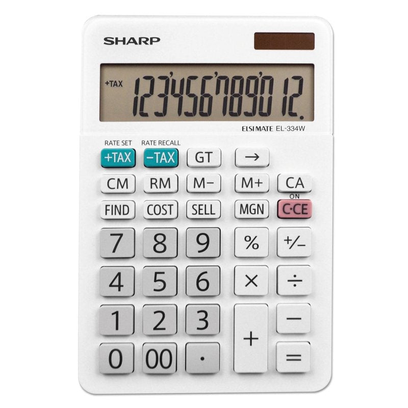 12-Digit Desktop Calculator with Kickstand, Solar Power & Memory - Office & Home