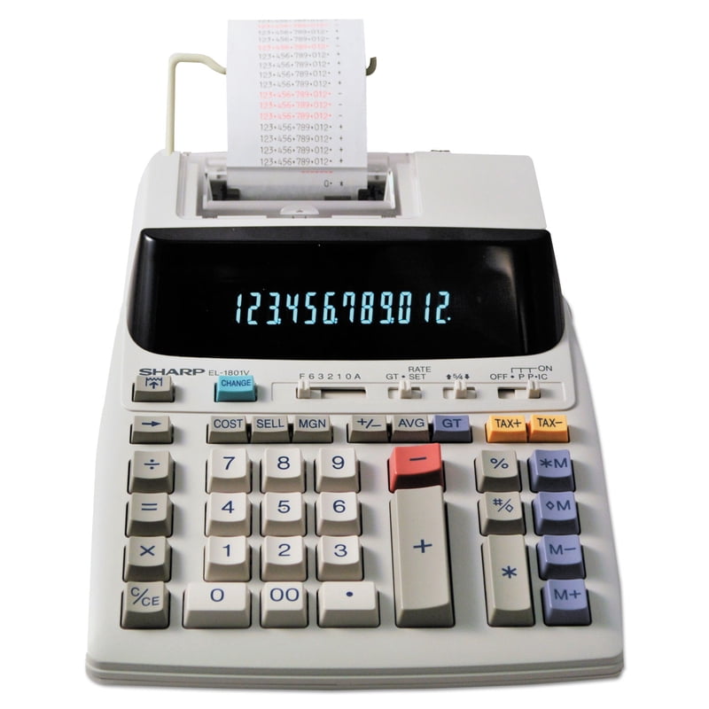 Printing Calculator with Fluorescent Display and AC Power – Sharp EL-1801V