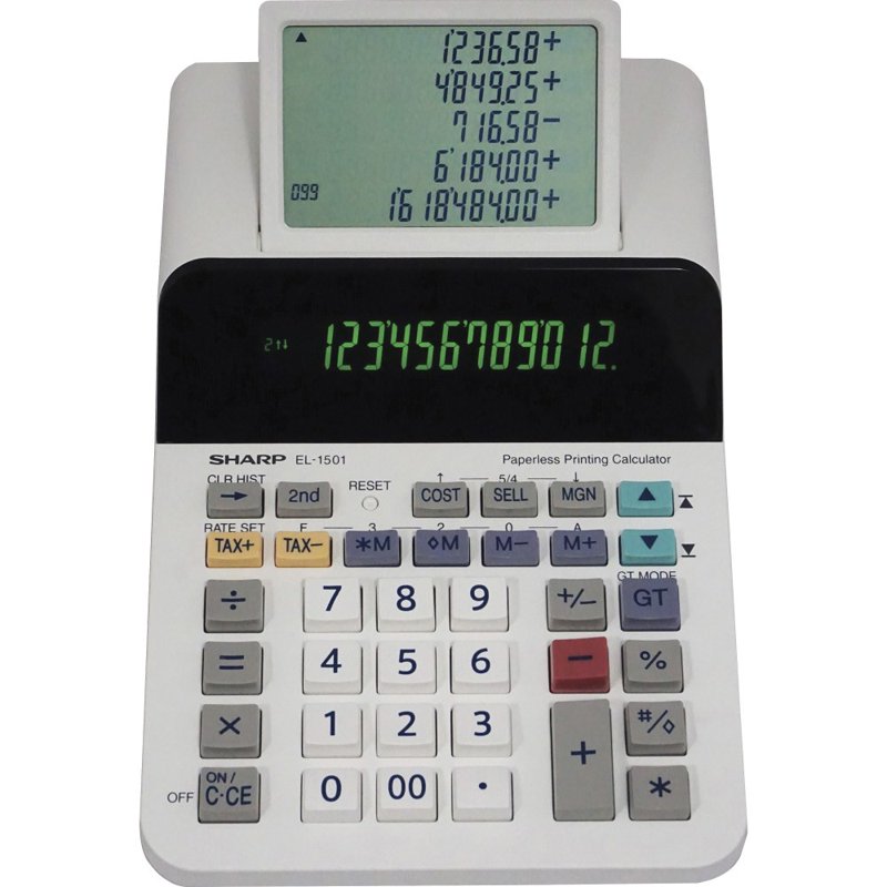 Paperless Printing Calculator with 12-Digit LCD Display - Sharp EL-1501