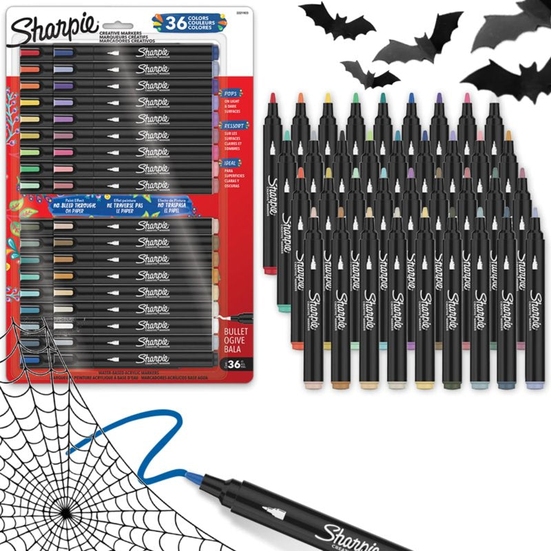 Water-Based Acrylic Paint Markers Set - Assorted Bullet Tip Art Supplies, 36 Pack
