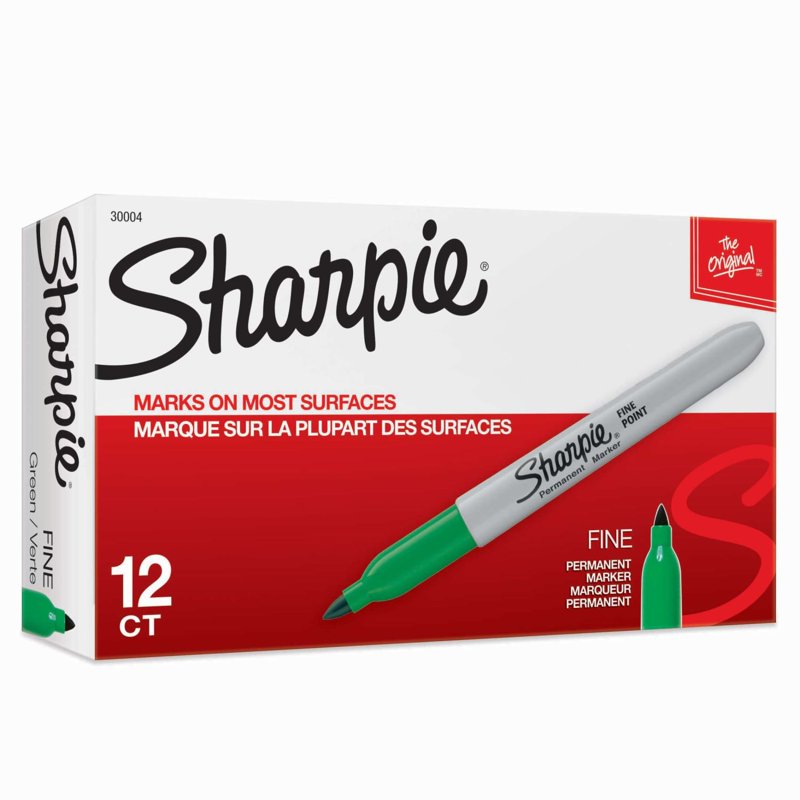 Permanent Marker Green Fine Point 12 Pack - Bold, Water-Resistant Ink