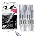 Metallic Permanent Markers Fine Point Silver 12 Pack - Waterproof & Fade-Resistant