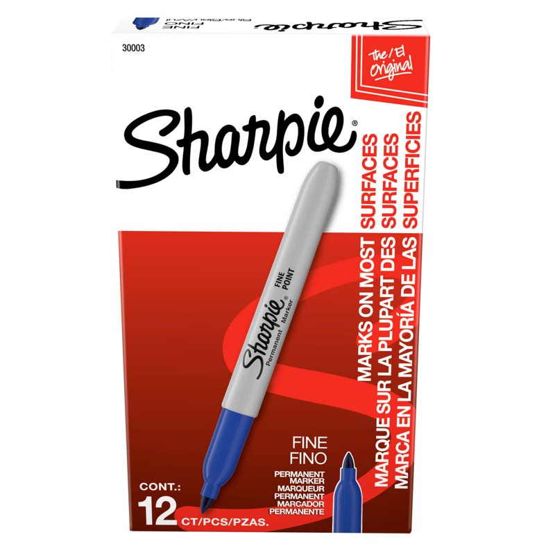 Permanent Markers Fine Point Blue - 12 Pack