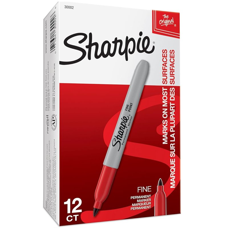 Red Permanent Markers Fine Point Pack of 12 - Waterproof & Fading Resistant