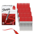 Red Permanent Markers Fine Point 36 Pack - Bold & Vivid Surface Ink