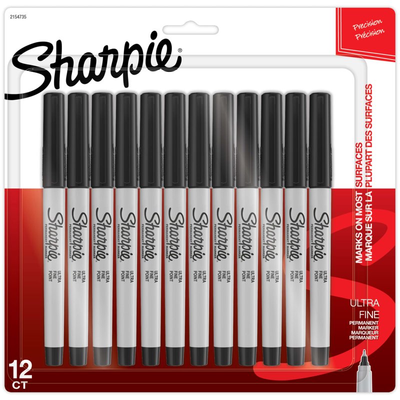 Sharpie Ultra Fine Point Permanent Markers - Black, 12 Pack