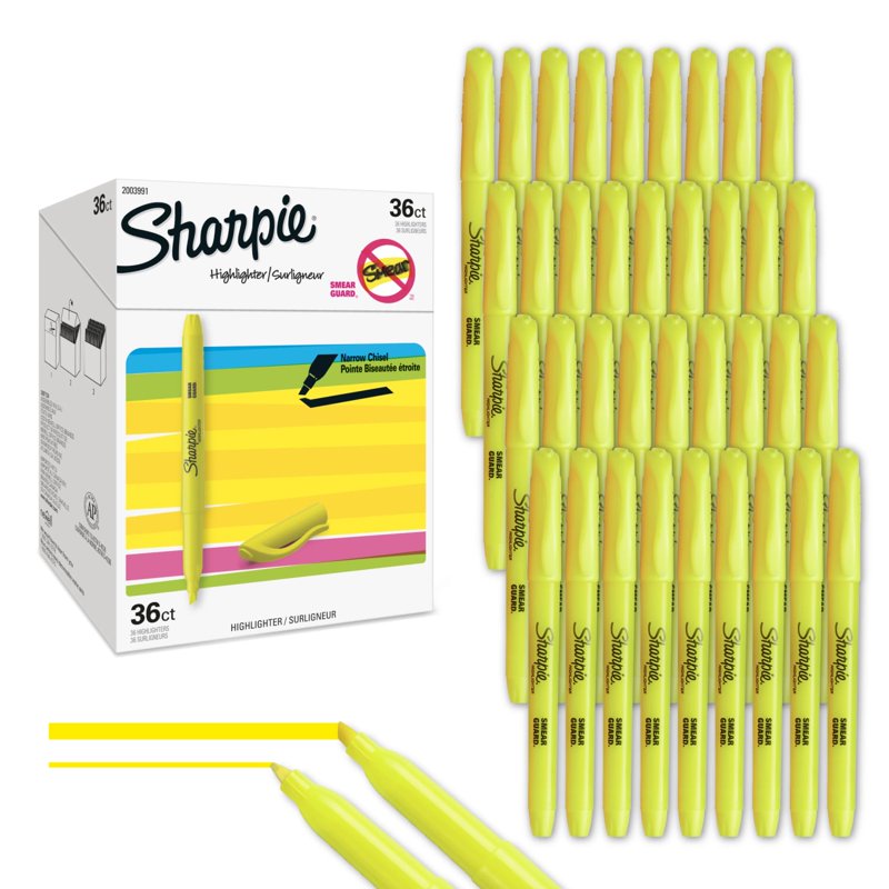 Highlighters for Office, School & Study - Fluorescent Yellow, 36 Pack