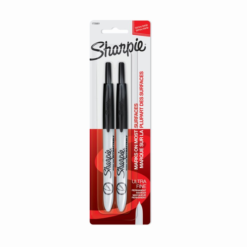 Retractable Permanent Markers with Ultra Fine Tip - 2 Pack