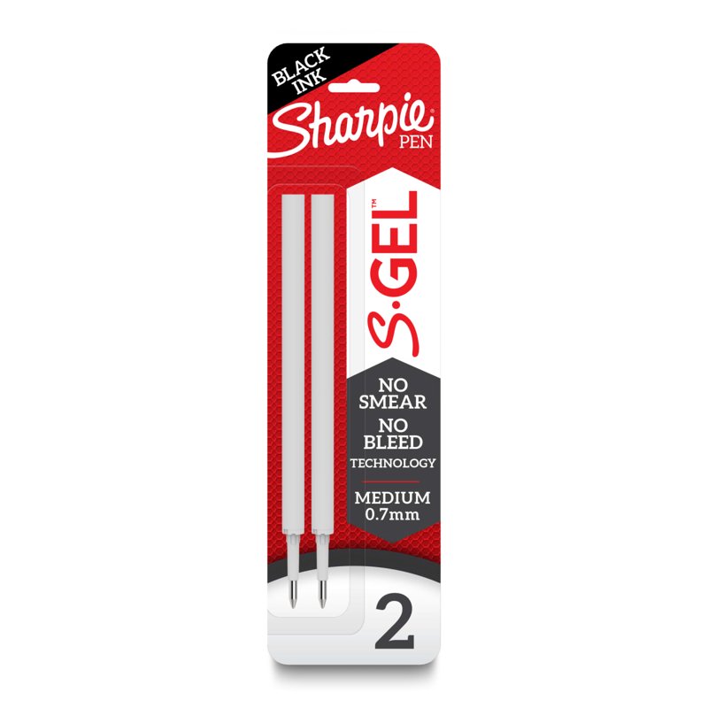 Gel Pen Refills Black Ink Medium Point 0.7mm - 2 Pack
