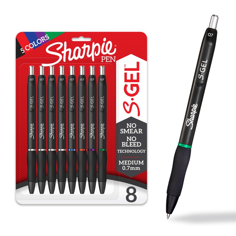 Gel Pens Set with No Smudge No Bleed Technology - Assorted Colors, 8 Pack
