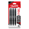 Gel Pens with Metal Barrel - Black Ink, Medium Point (0.7mm), 4 Pack